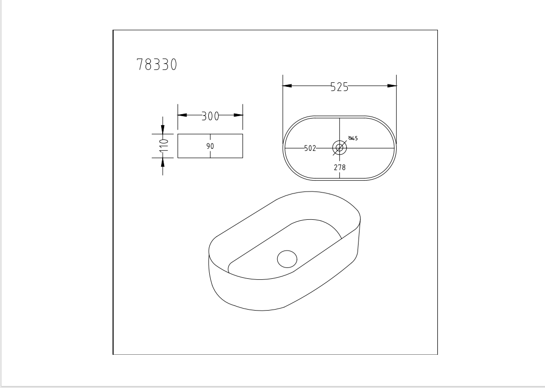 Lukka Ellips 525mm Oval Fine Ceramic Above Counter Basin | Gloss White, Matte White, Matte Black