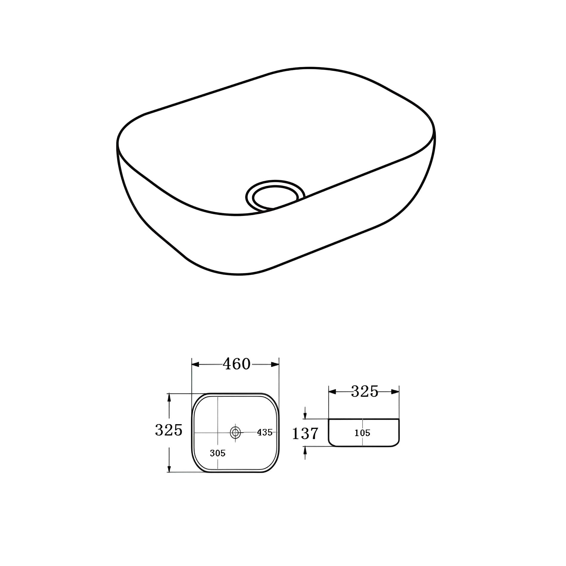 Lukka Ellips Oval Ceramic 460mm / 490mm Basin - Gloss White, Matte White, Matte Black