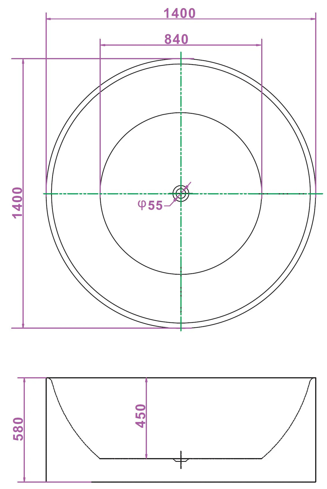 broadway-fs19-round-spa-bath-installation-guide-dimensions