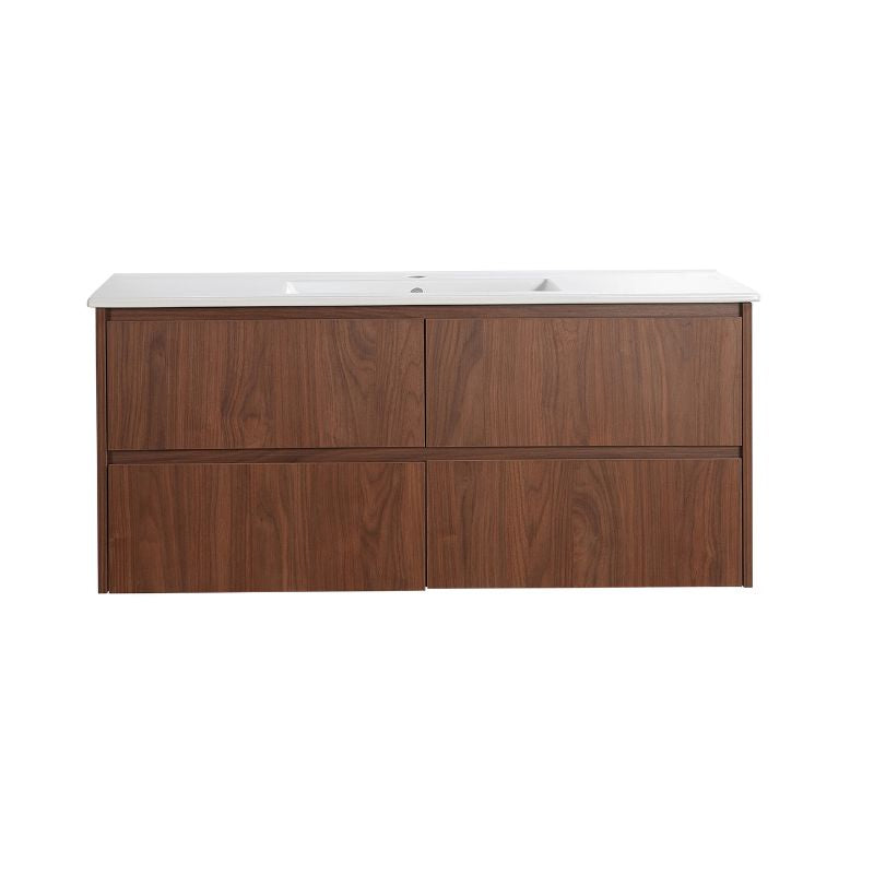 Lukka Gladstone 1200mm Single Modern Wall Hung Plywood Vanity Cabinet in Mocha Oak Woodmatt