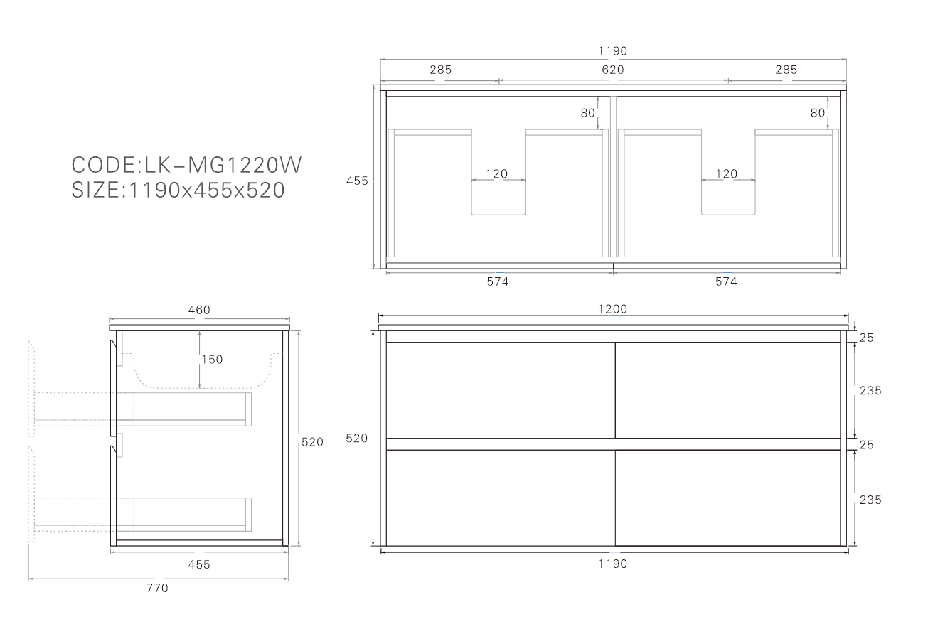 Lukka Gladstone Modern Wall Hung Plywood Mocha Oak Woodmatt Bathroom Vanity (600mm - 1500mm)