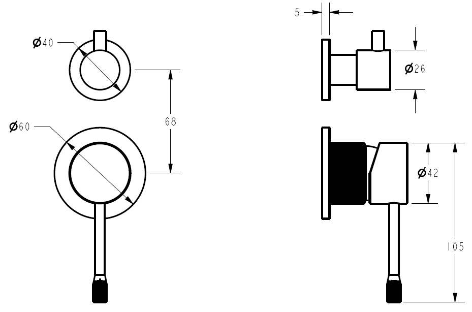 IKON LINIE Wall Diverter Mixer – Separate Plate | Brushed Nickel, Gun Metal, Matte Black, Brushed Gold