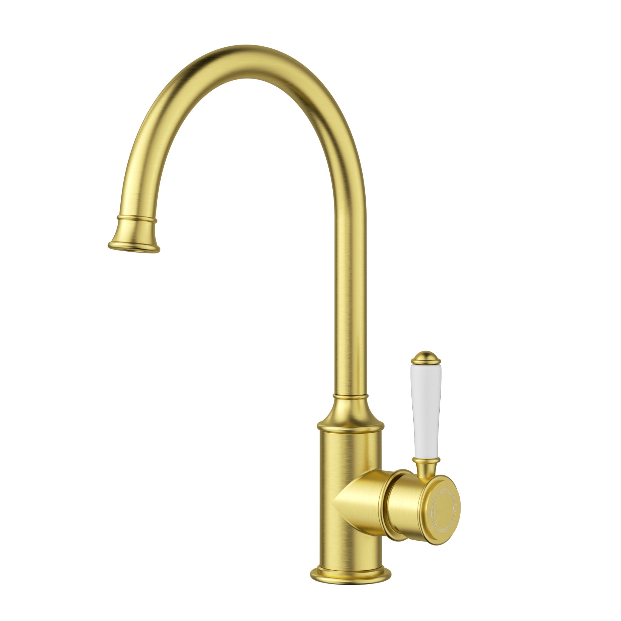 IKON CLASICO Gooseneck Sink Mixer with Ceramic Handle | Chrome, Brushed Nickel, Matte Black, Brushed Gold