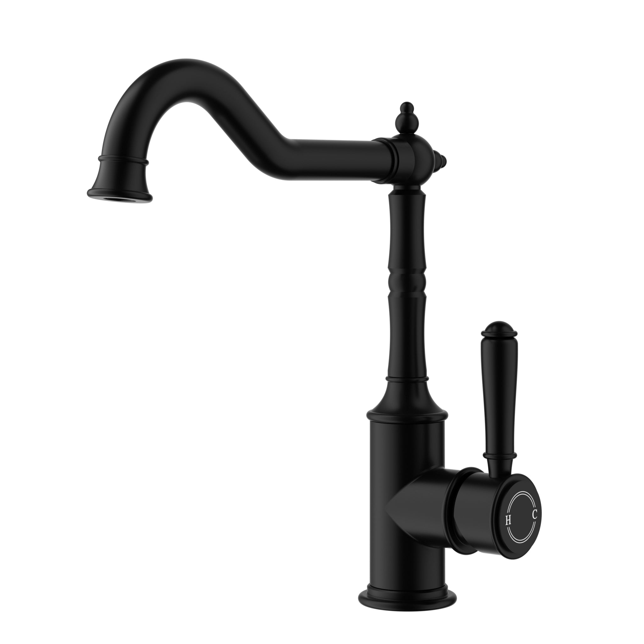 IKON CLASICO Hook Spout Sink Mixer | Chrome, Brushed Nickel, Matte Black, Brushed Gold