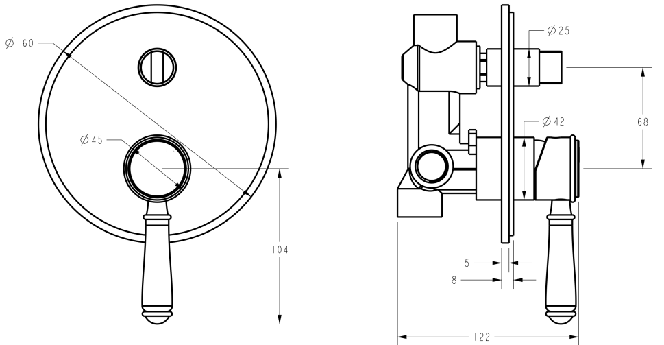 IKON CLASICO Wall Mixer with Diverter | Chrome, Brushed Nickel, Matte Black, Brushed Gold