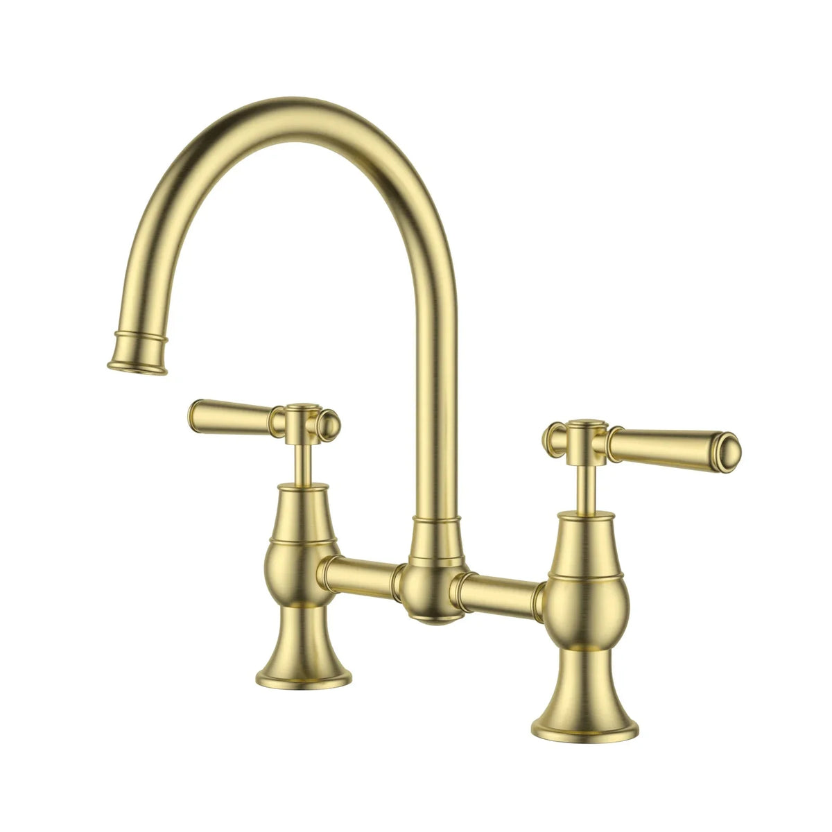 IKON Clasico bridge kitchen tap – brushed gold