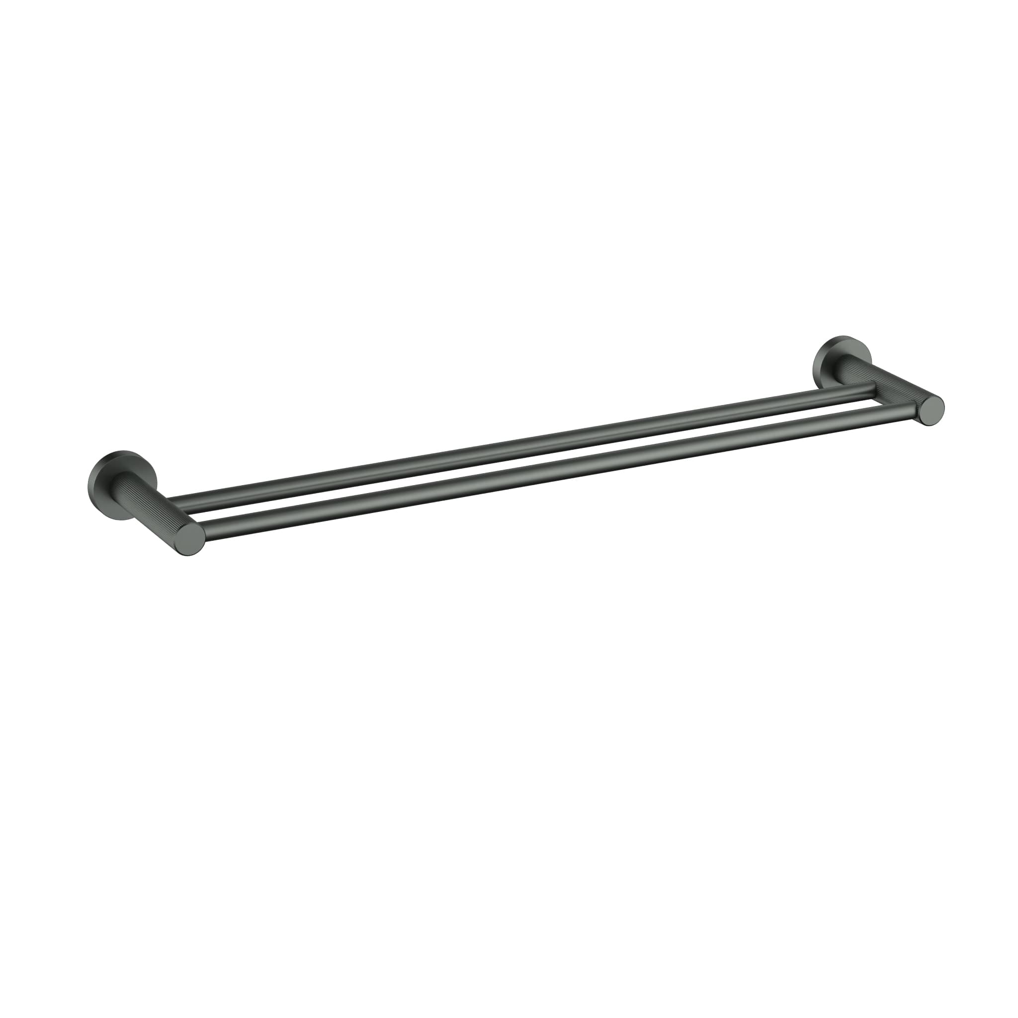 IKON Linie Double Towel Rail 600| 800mm Gun Metal Bathroom Accessory on a white background