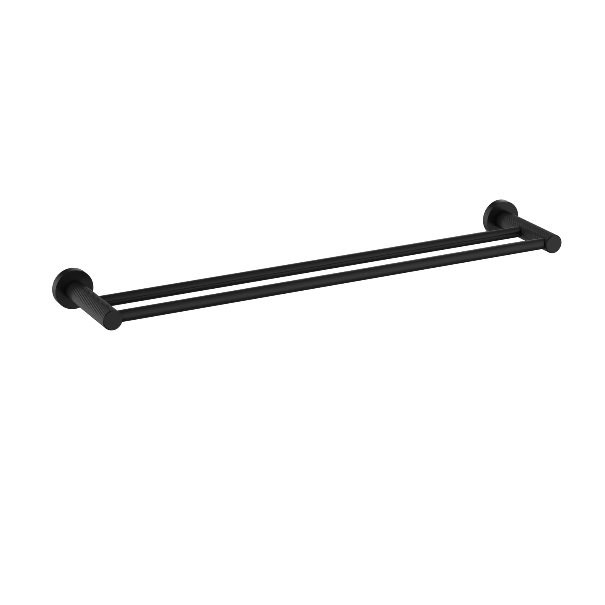 IKON Linie Double Towel Rail 600| 800mm Matt Black Bathroom Accessory on a white background