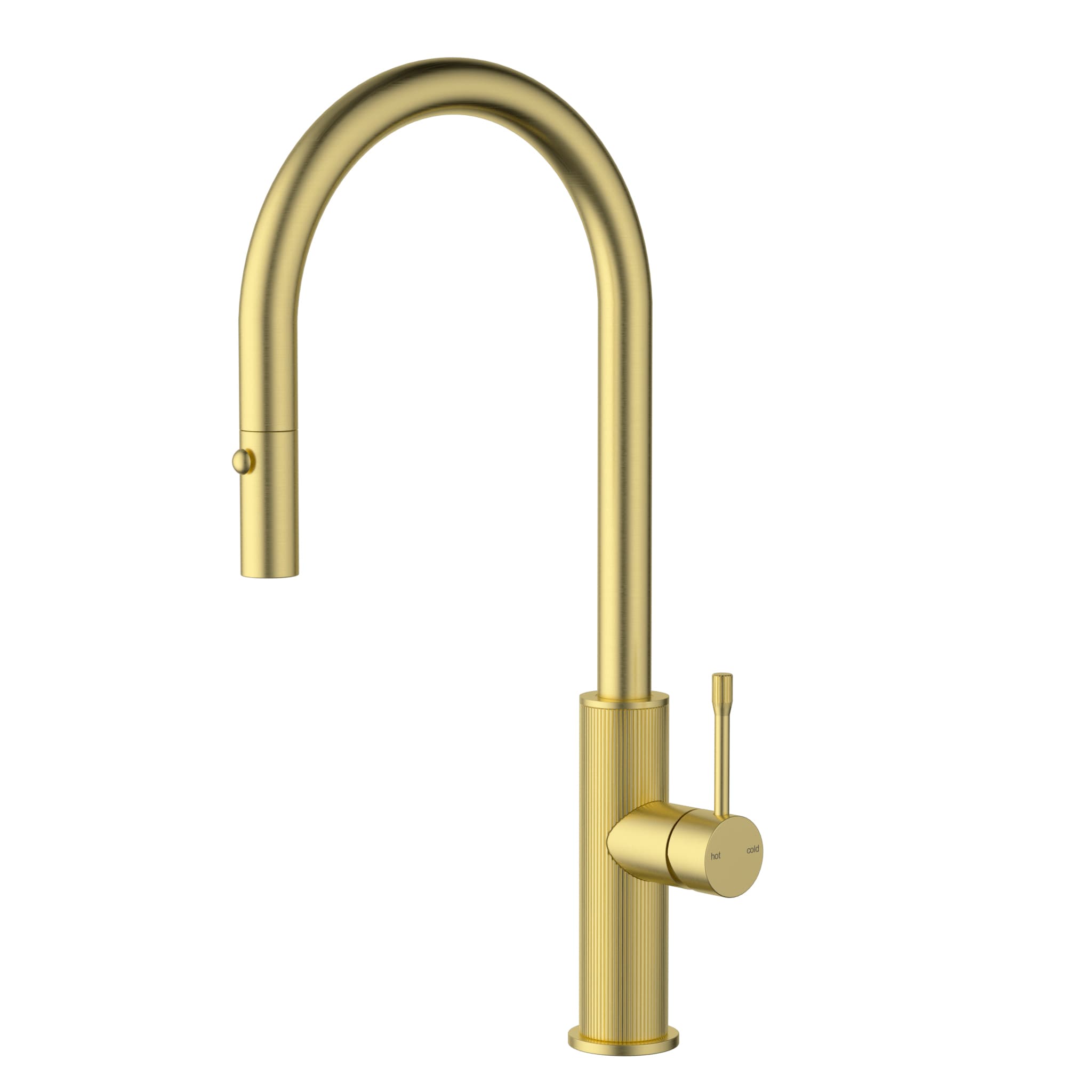 Ikon Linie Pull Out Sink Mixer in Brushed Gold - 5 Star WELS Kitchen Tapware on a white background