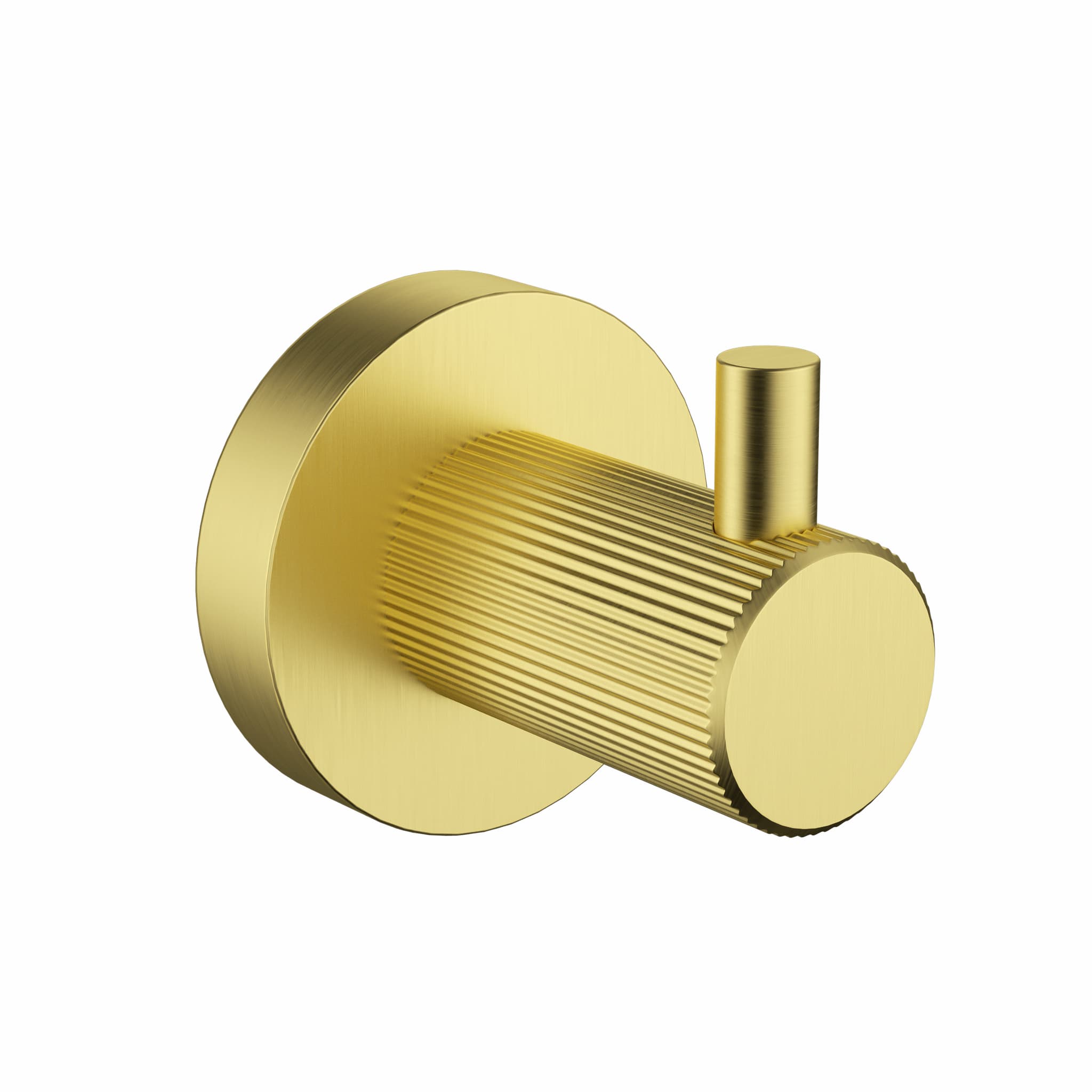 IKON Linie Robe Hook in Brushed Gold Solid Brass Wall Mounted Hook a white background