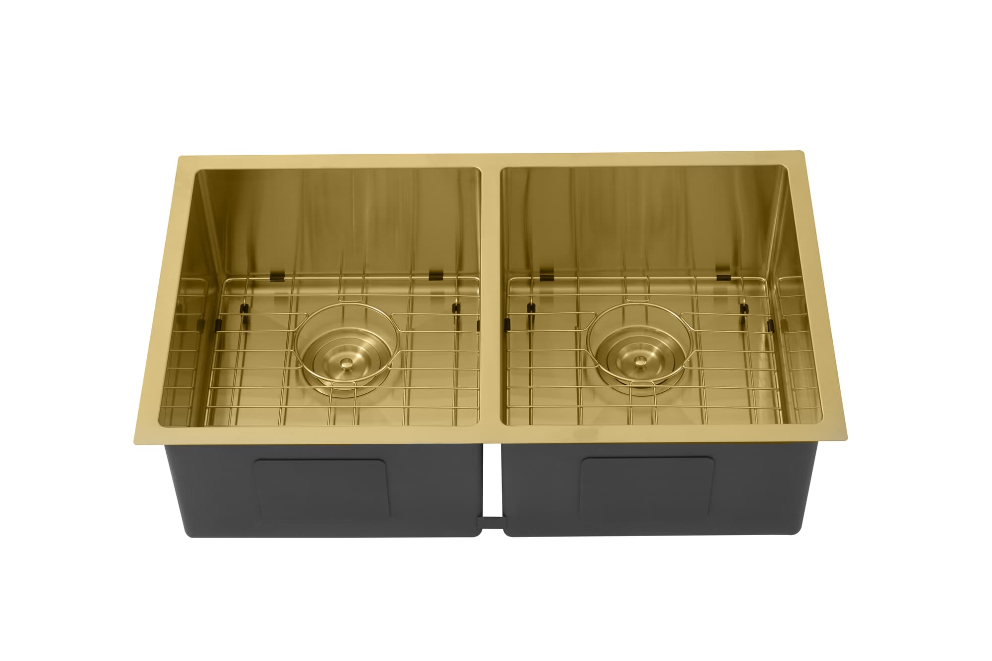Kliff Hand Made PVD Stainless Steel Double Bowl Sink 775×450×230 Brushed Gold finish