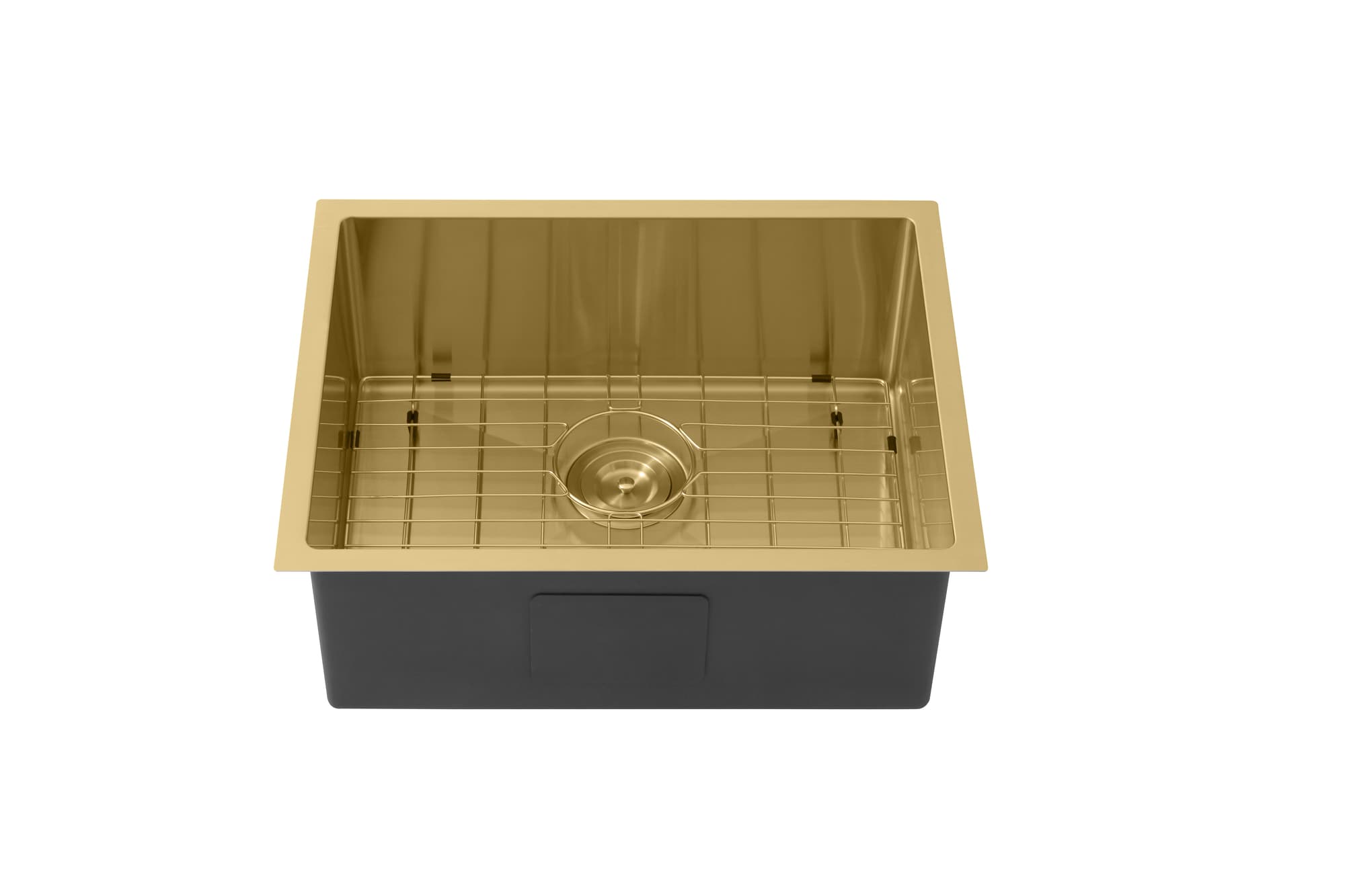 Lukka Kliff Hand Made PVD Stainless Steel Sink | Single Bowl | 580×440×230mm | Brushed, Gun Metal & Brushed Gold