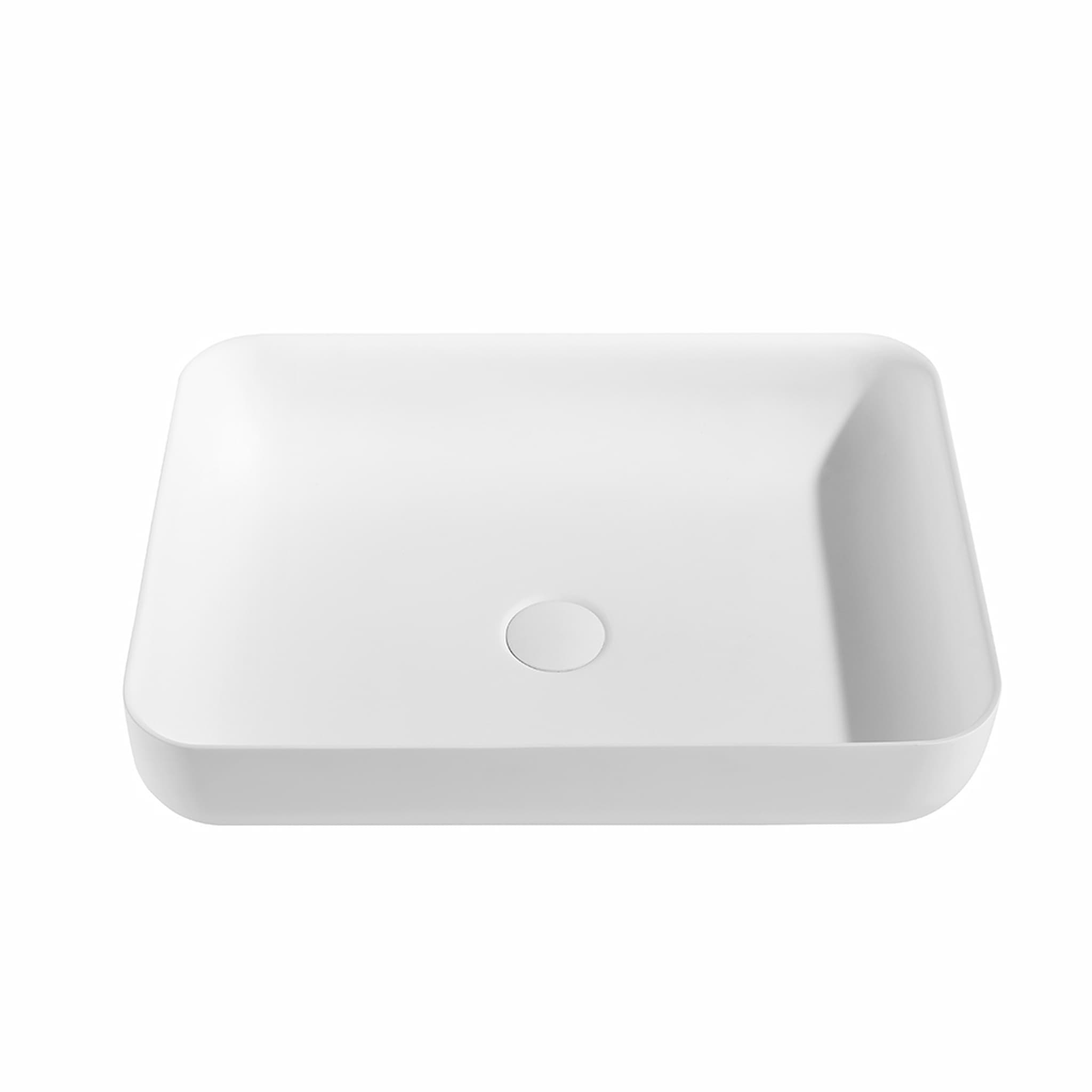 Kliff Solid Surface Above Counter Basin in Matte White finish