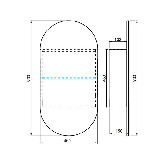 Lukka Allison 3-colour LED shaving cabinet dimension drawing 14