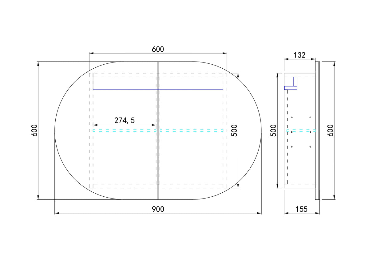 Lukka Allison 3-colour LED shaving cabinet dimension drawing 20
