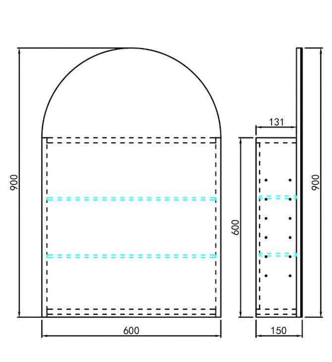 Lukka Allison 3-colour LED shaving cabinet dimension drawing 43