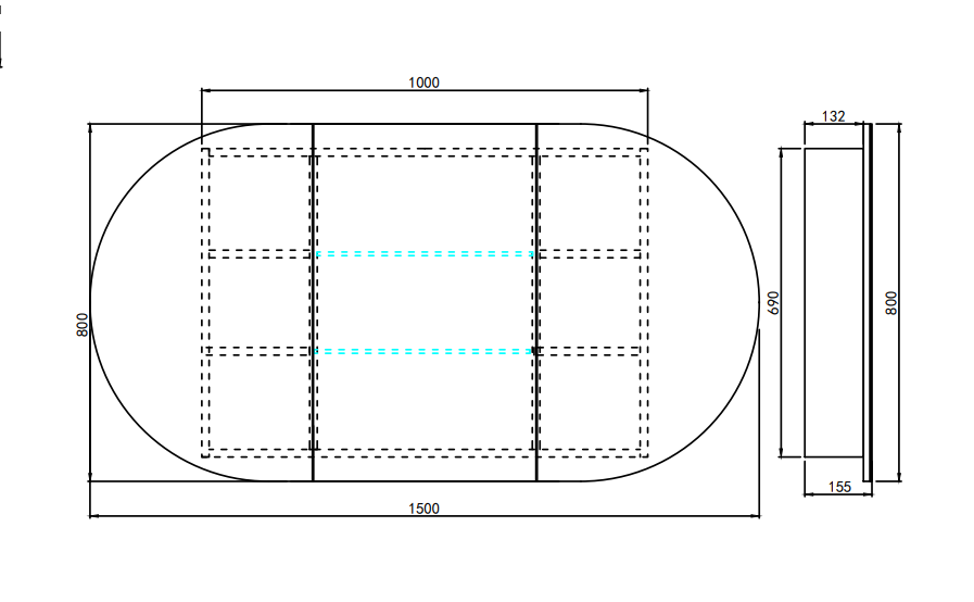 Lukka Allison 3-colour LED shaving cabinet dimension drawing 7
