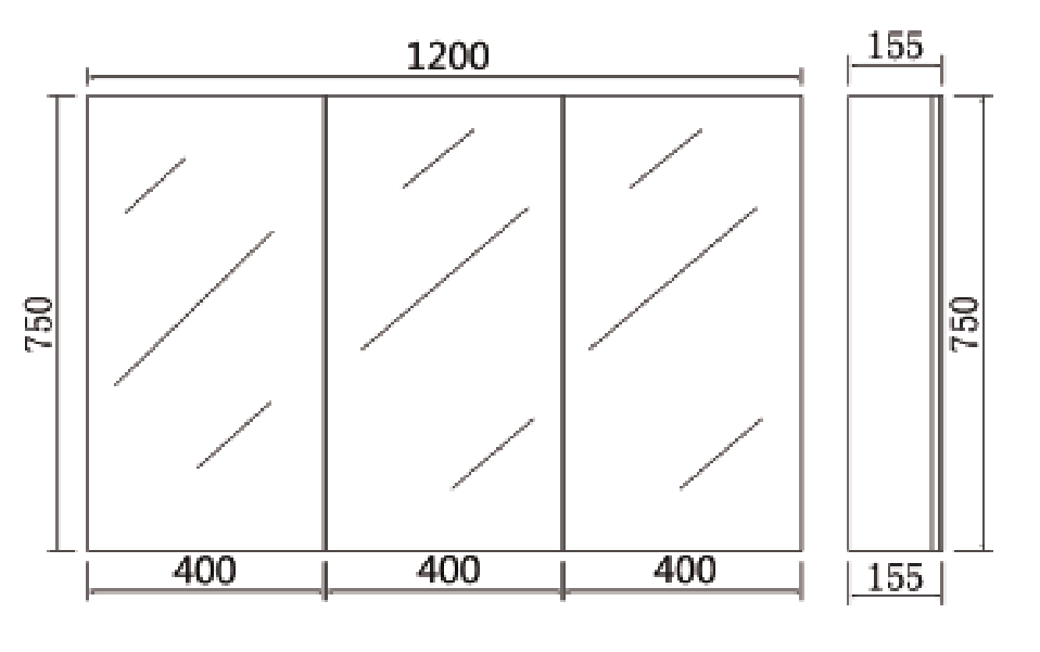 Lukka Alpha PVC shaving cabinet view or dimension drawing 11