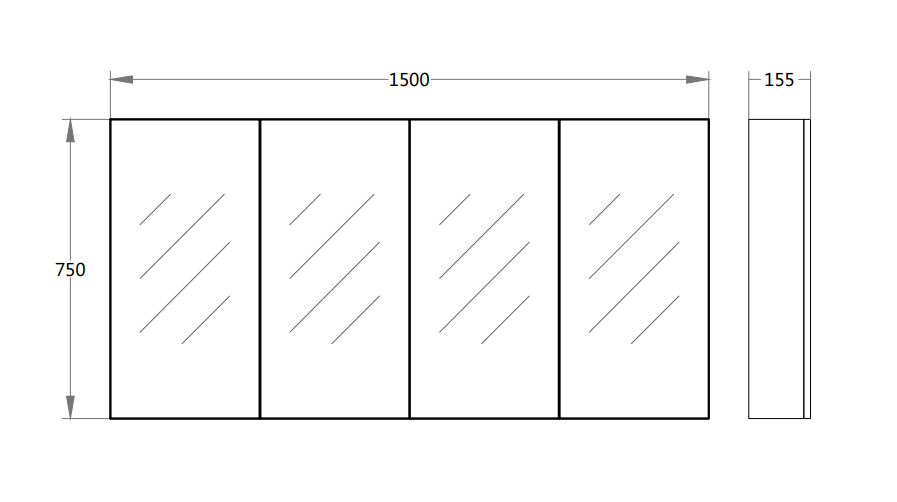 Lukka Alpha PVC shaving cabinet view or dimension drawing 13