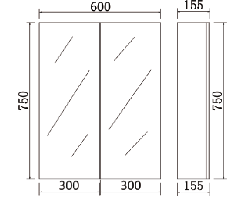Lukka Alpha PVC shaving cabinet view or dimension drawing 5