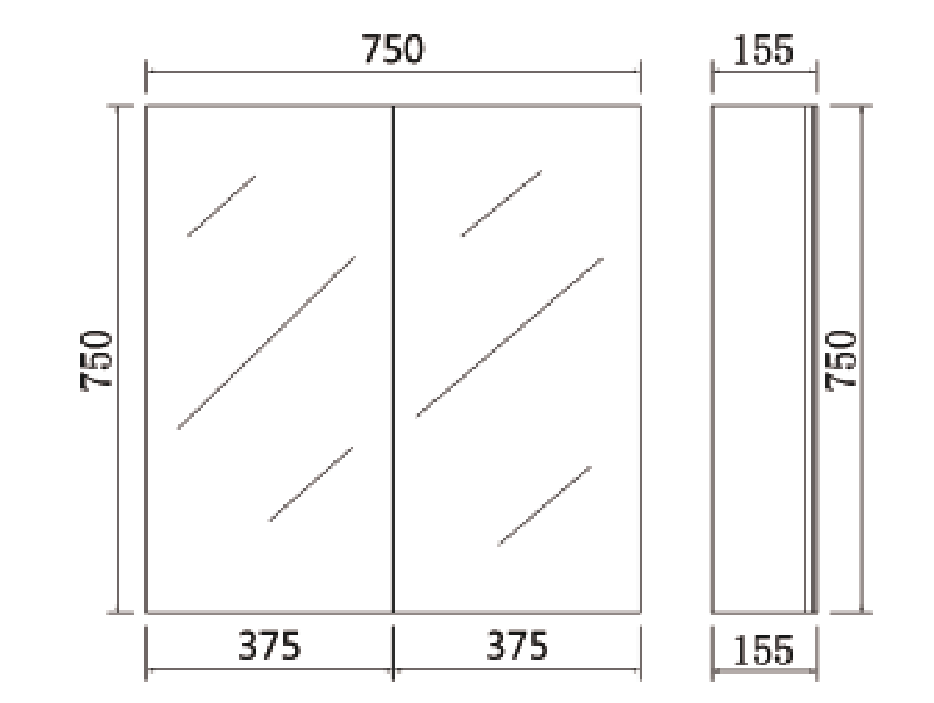 Lukka Alpha PVC shaving cabinet view or dimension drawing 7