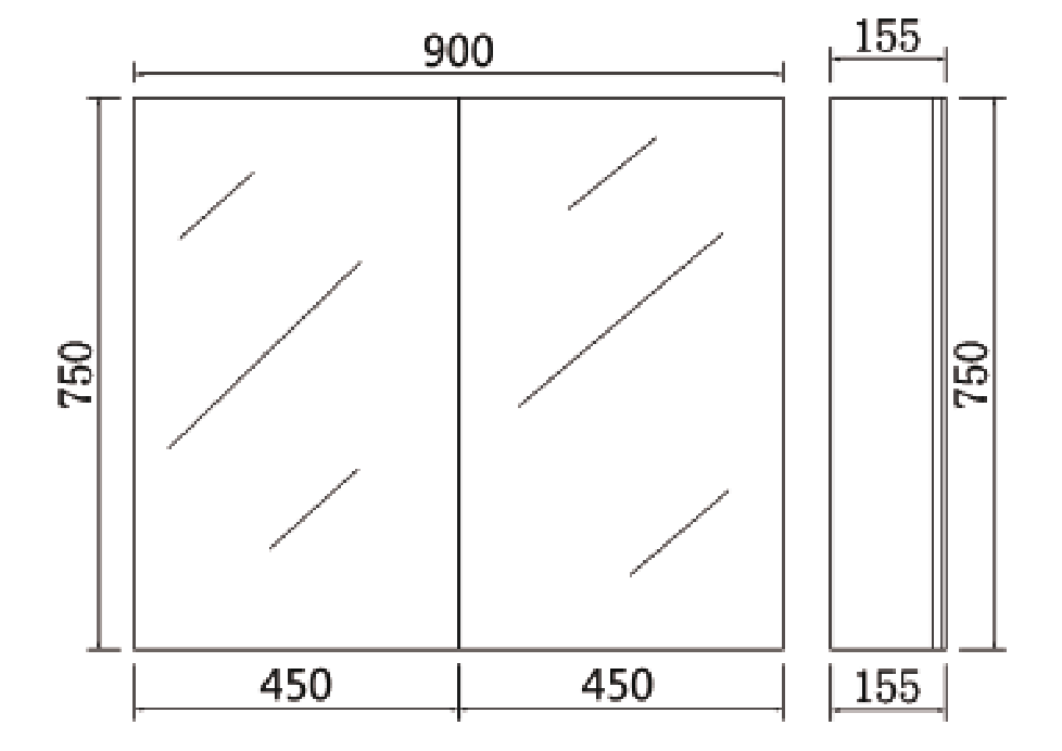 Lukka Alpha PVC shaving cabinet view or dimension drawing 9