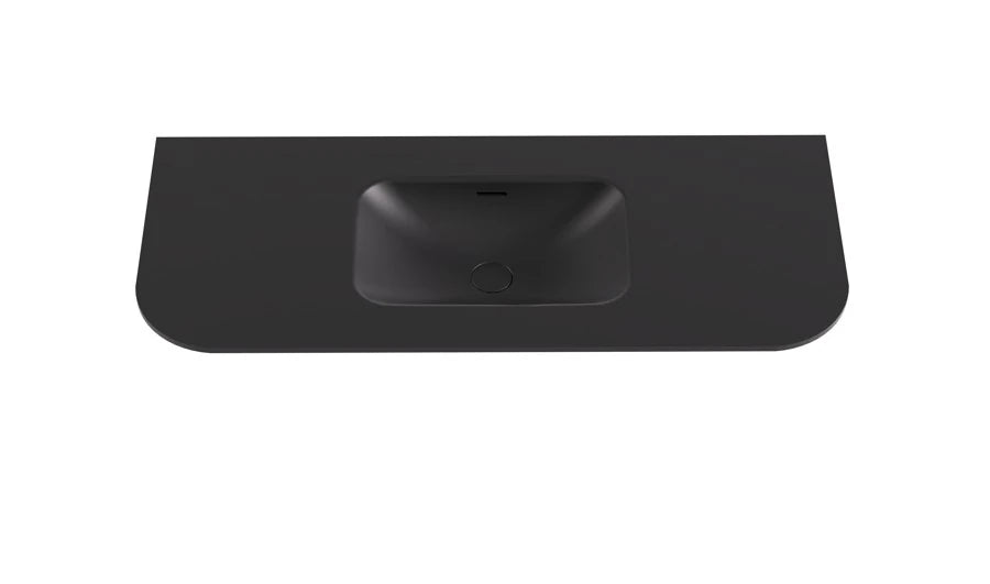 Lukka Aruro 1200mm Matte Black solid surface vanity top with single basin