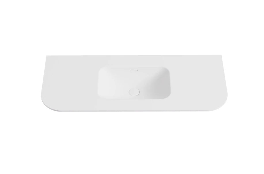 Lukka Aruro 1200mm Matte White solid surface vanity top with single basin