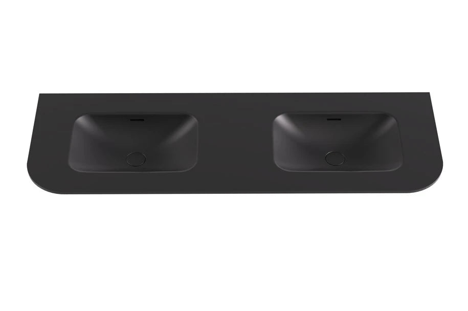 Lukka Aruro 1500mm Matte Black solid surface vanity top with double basin