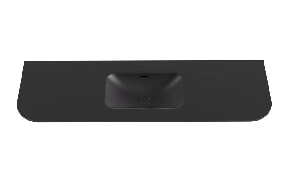 Lukka Aruro 1500mm Matte Black solid surface vanity top with single basin