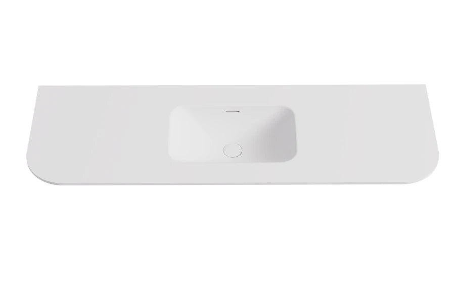 Lukka Aruro 1500mm Matte White solid surface vanity top with single basin