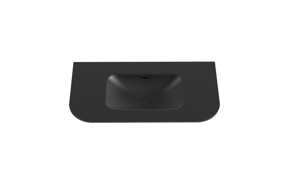 Lukka Aruro 900mm Matte Black solid surface vanity top with single basin