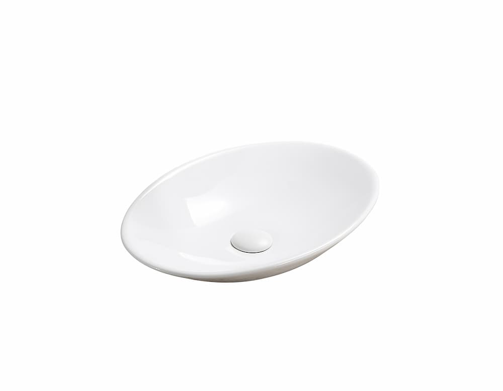 Lukka Cabrita 510mm rectangular ceramic above counter basin (LK-CBA510) in Gloss White, featuring a built-in no overflow.