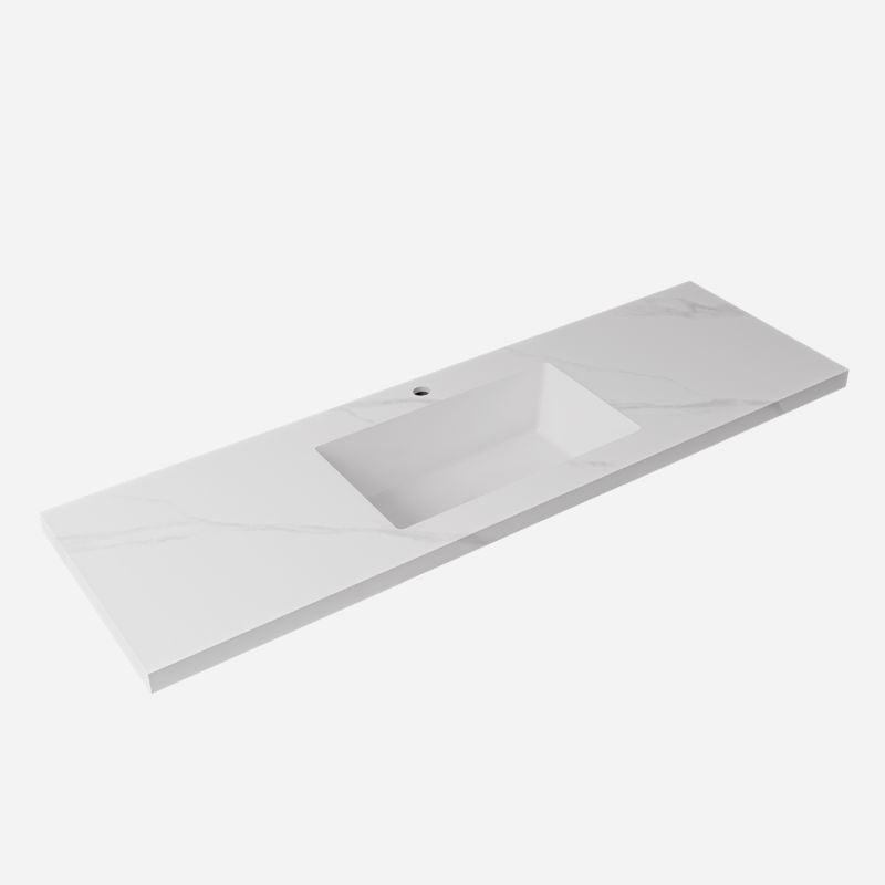 Lukka Carrara 1500mm Single Bowl Sintered Stone & Ceramic Hybrid Vanity Top 1TH