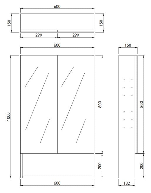 Lukka Clark plywood shaving cabinet dimension drawing 4