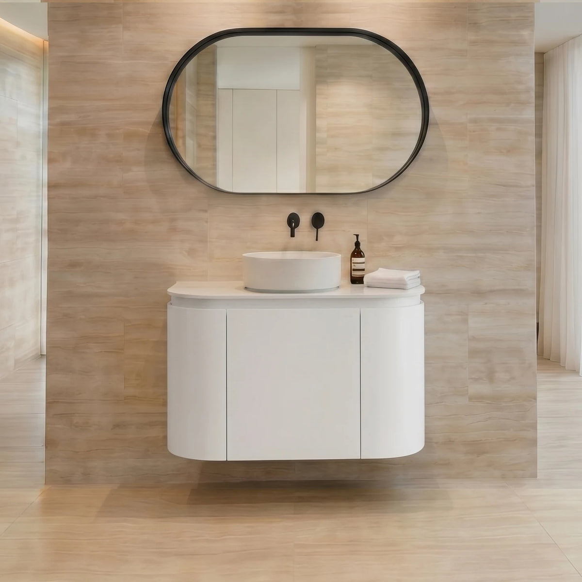 Lukka Devito 600mm Matte White PVC wall hung vanity; top and basin sold separately