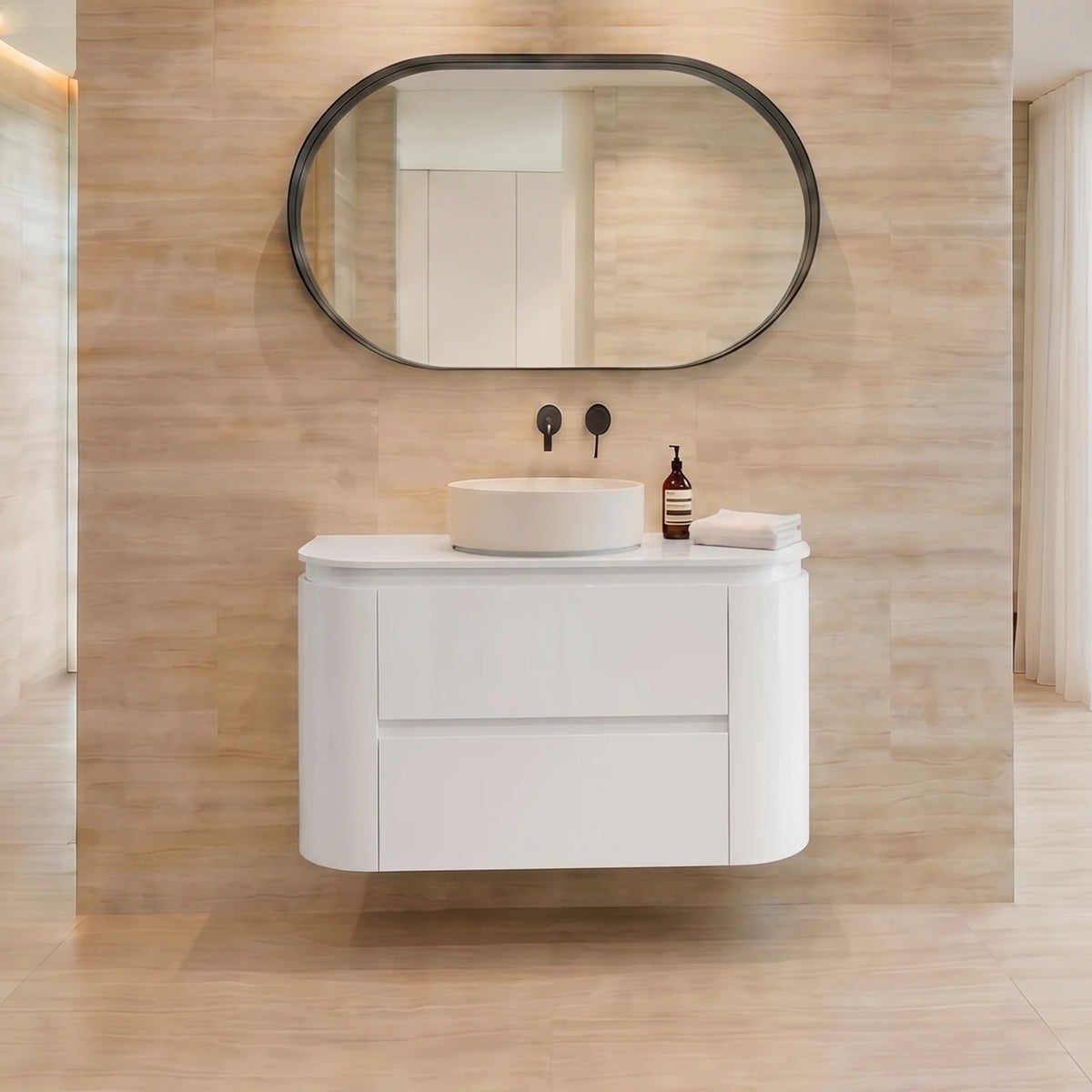 Lukka Devito 750mm Matte White PVC wall hung vanity; top and basin sold separately