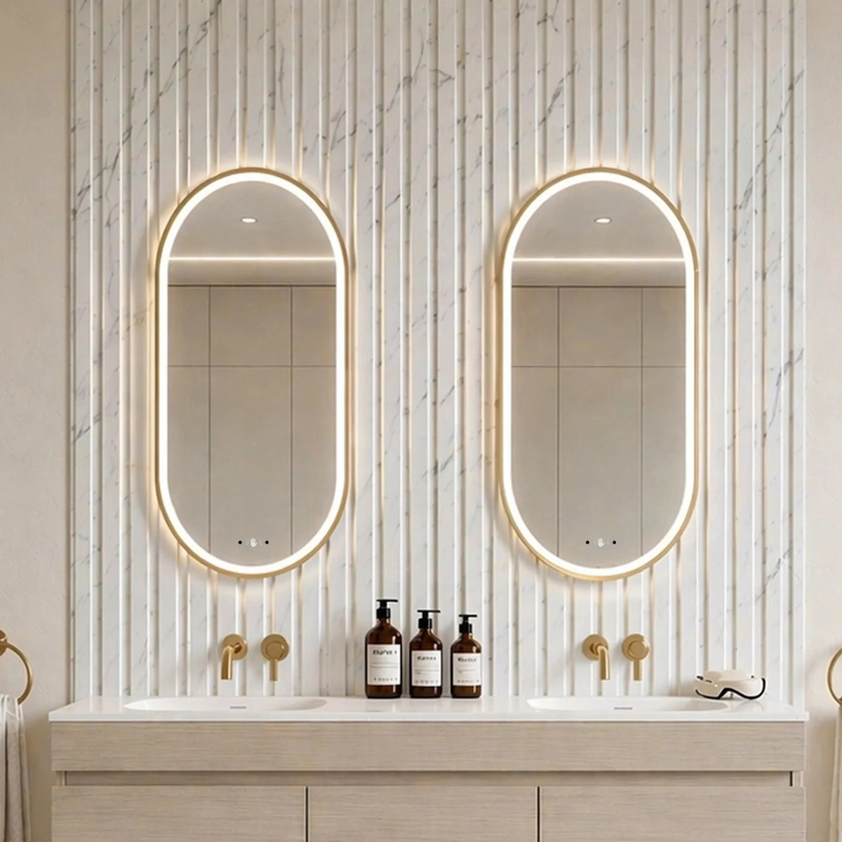 Lukka Ellips framed LED oval bathroom mirror – lifestyle view