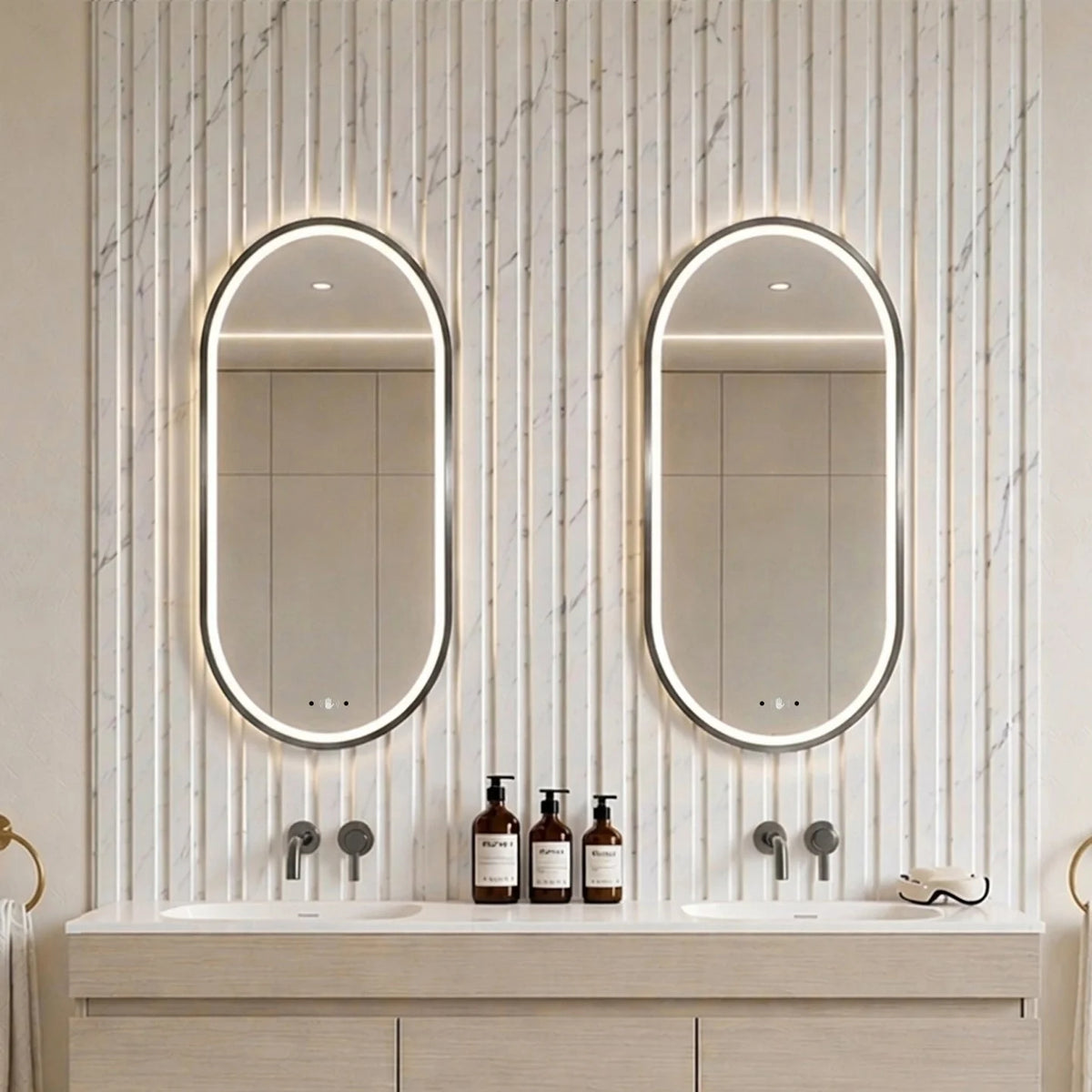 Lukka Ellips framed LED oval bathroom mirror – lifestyle view