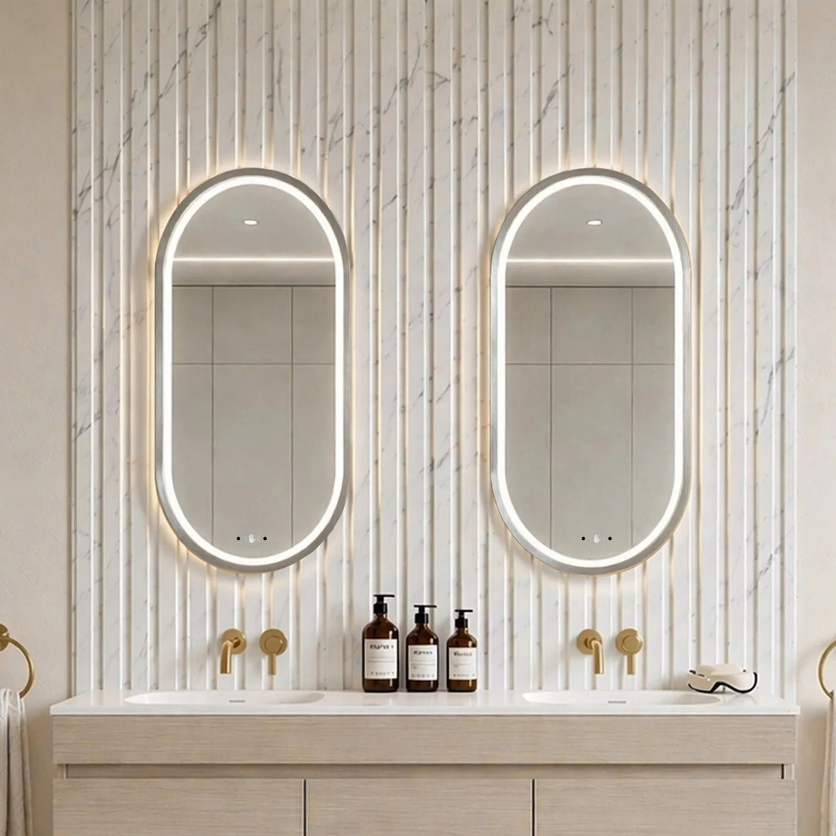 Lukka Ellips framed LED oval bathroom mirror – lifestyle view
