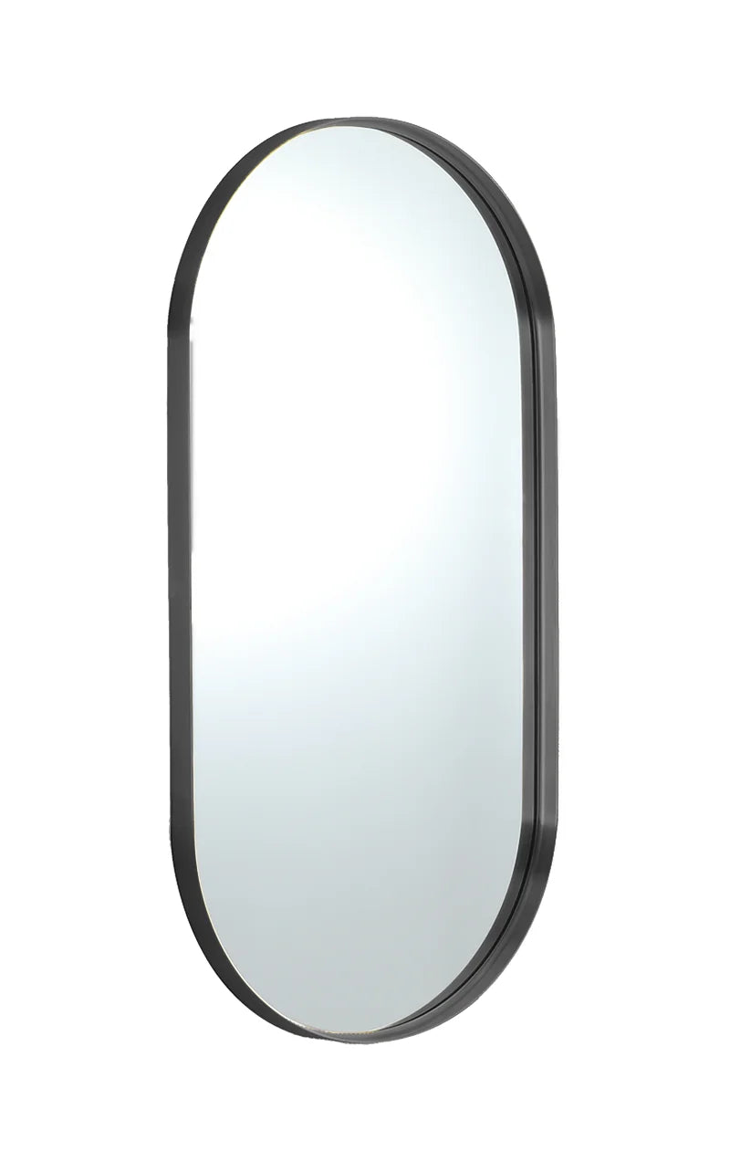 Lukka Ellips framed oval bathroom mirror – Gun Metal