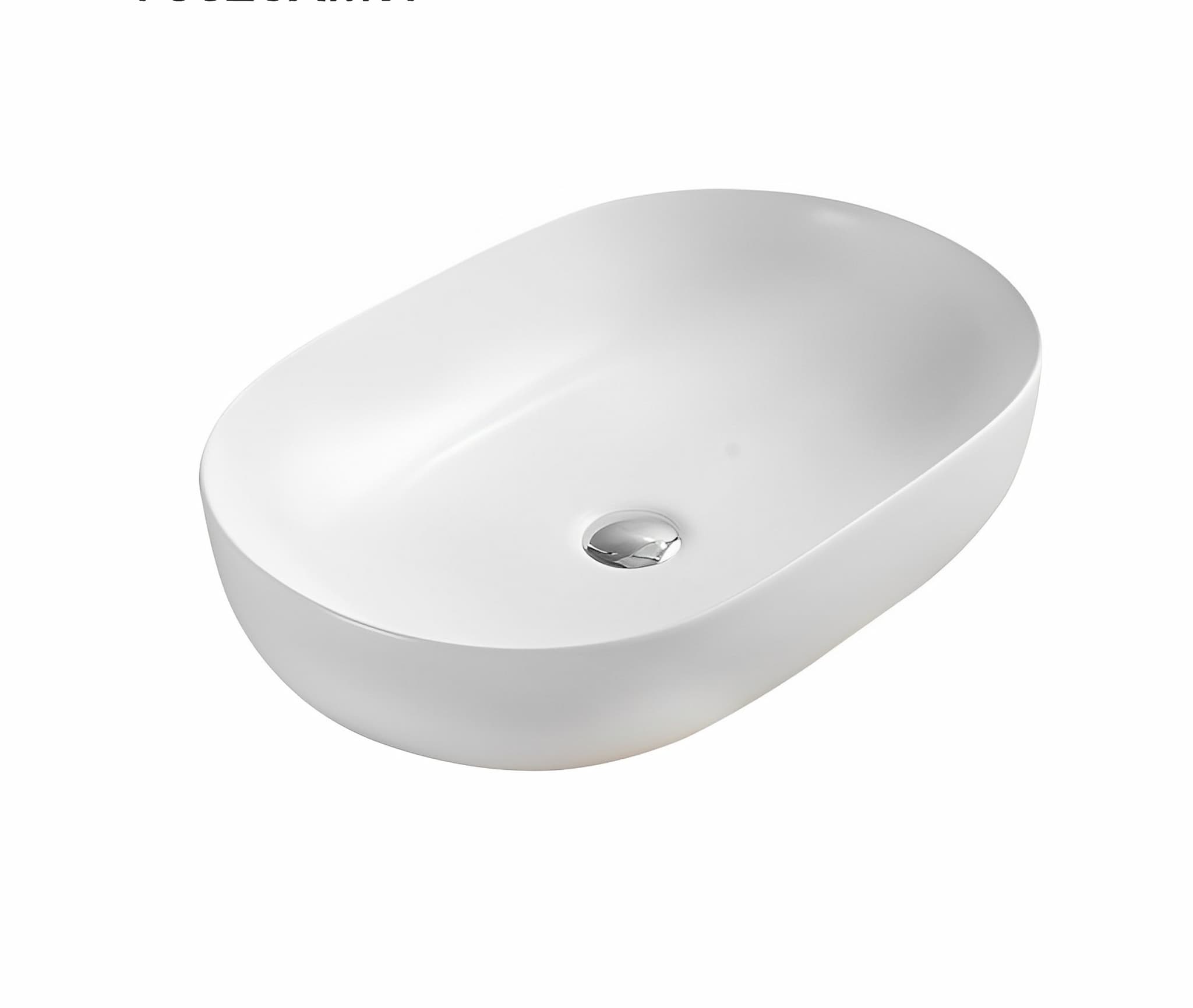 Lukka Ellips oval fine ceramic above counter basin (LK-ELA series) in Matt White, featuring a smooth, minimalist design and no overflow.