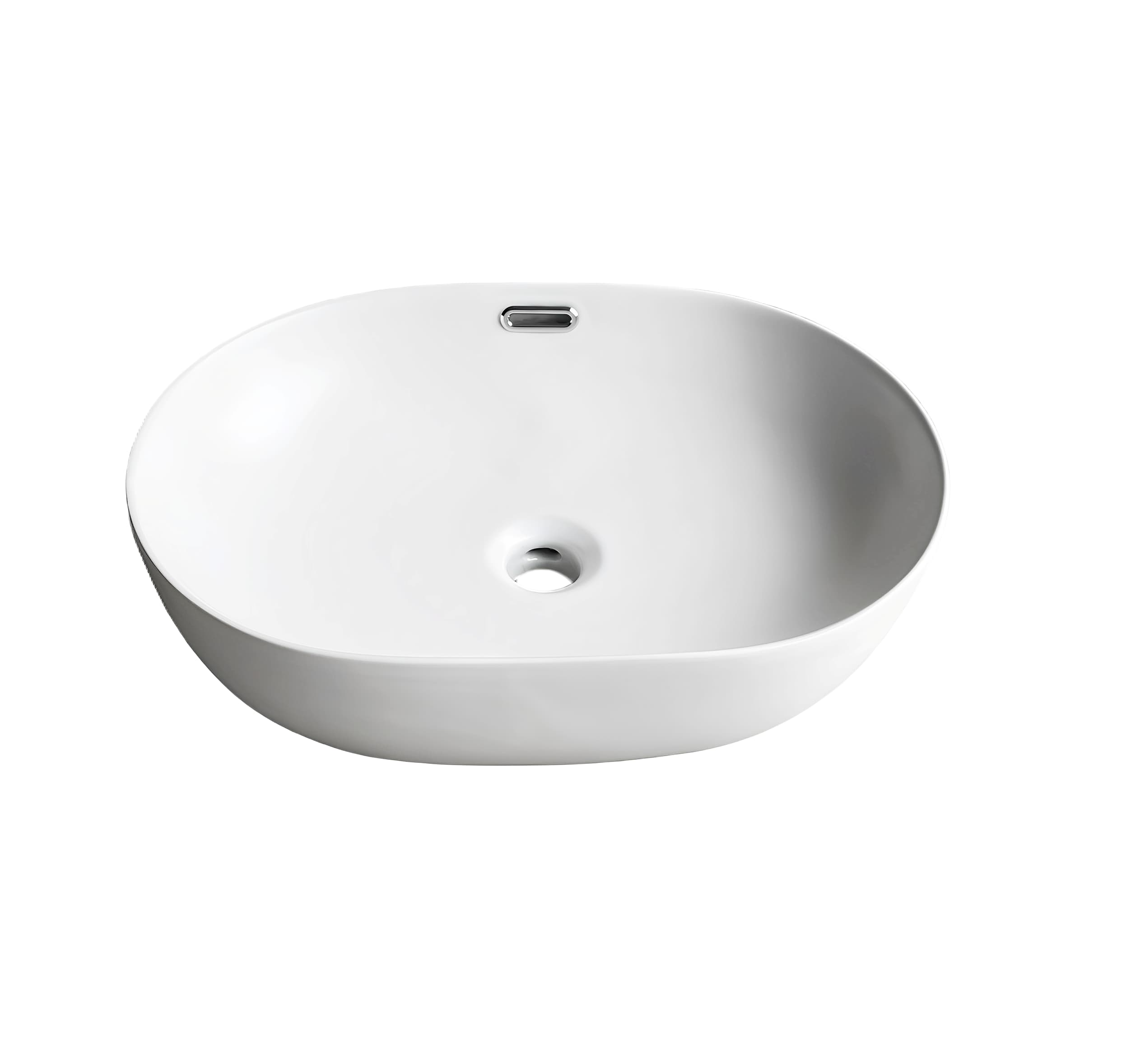 Modern oval white bathroom basin with overflow, matte finish, for Secasa Home vanities