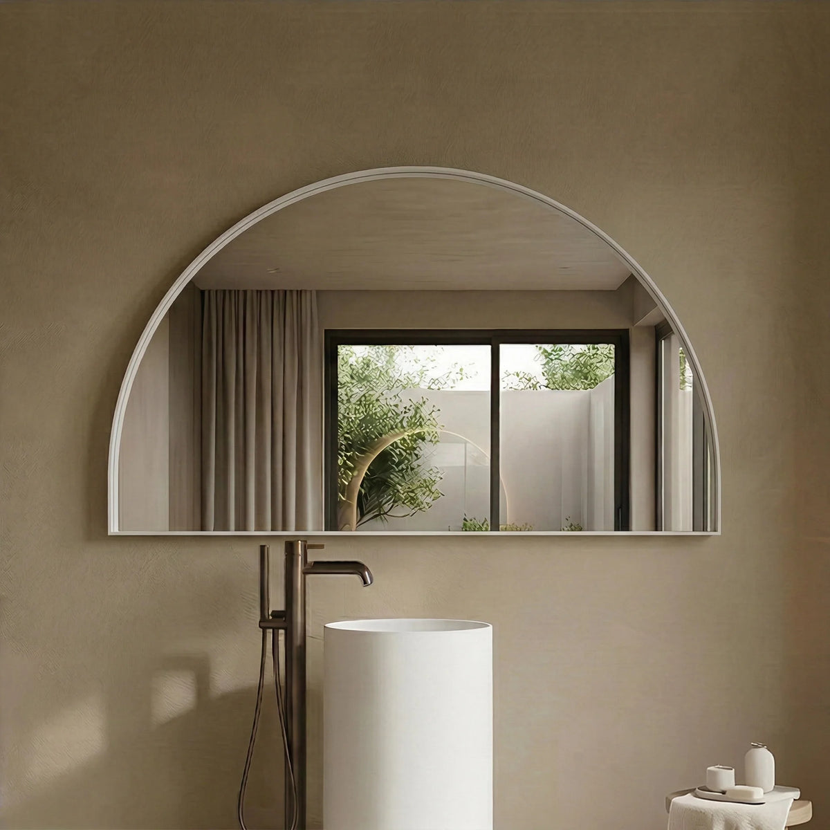 Lukka half moon bathroom mirror 10