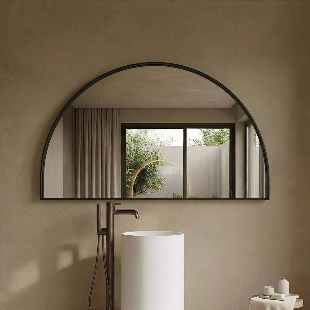 Lukka half moon bathroom mirror 11