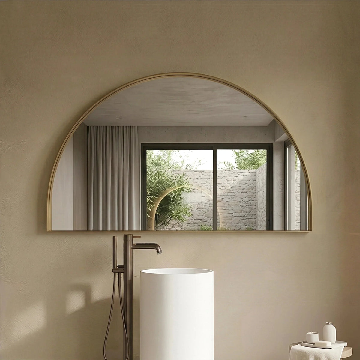 Lukka half moon bathroom mirror 5