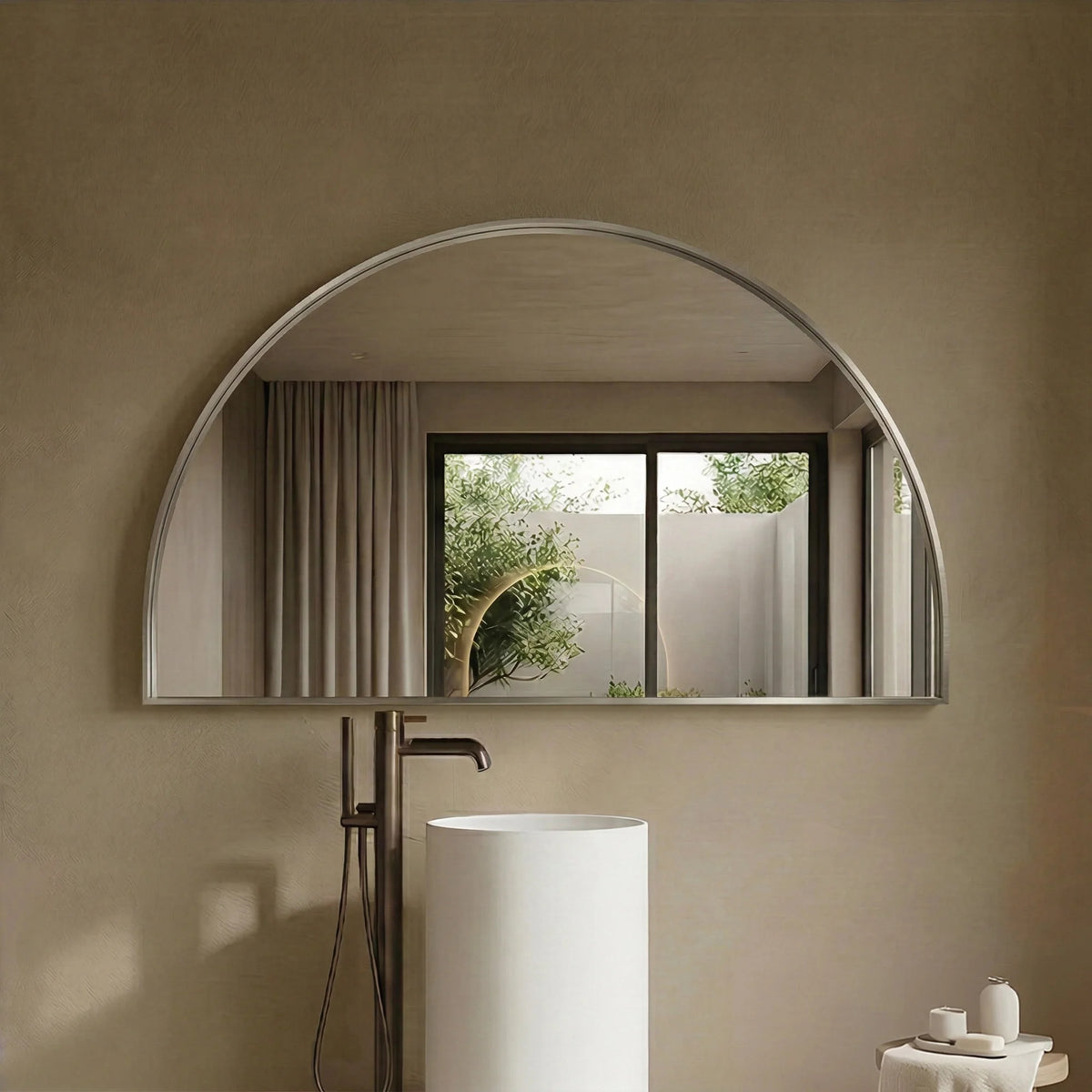 Lukka half moon bathroom mirror 7