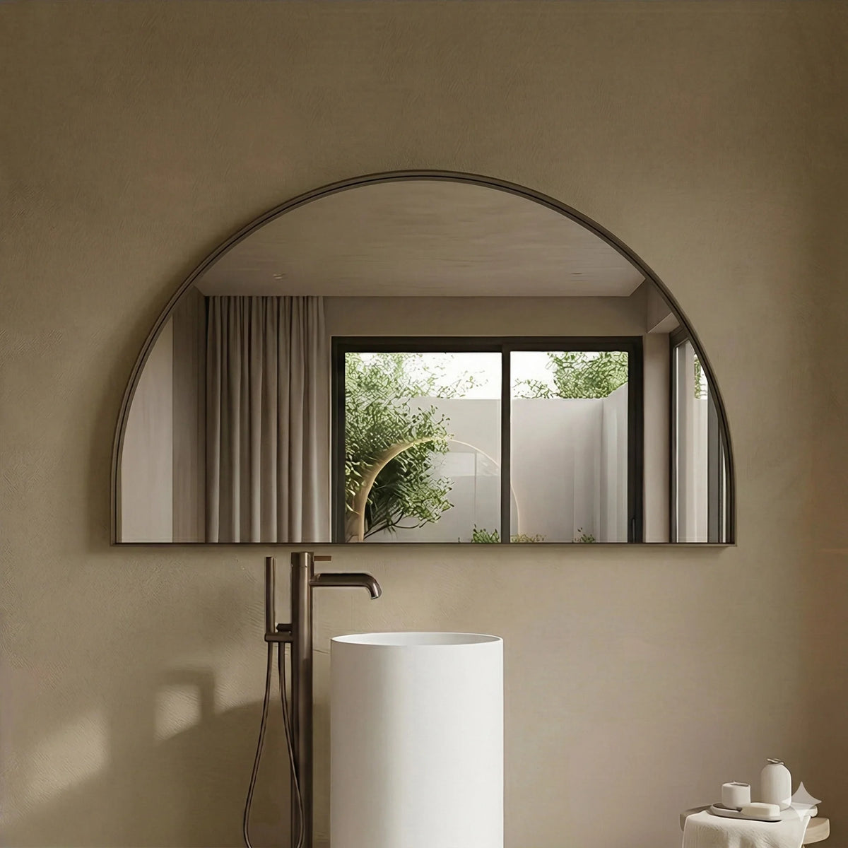Lukka half moon bathroom mirror 8