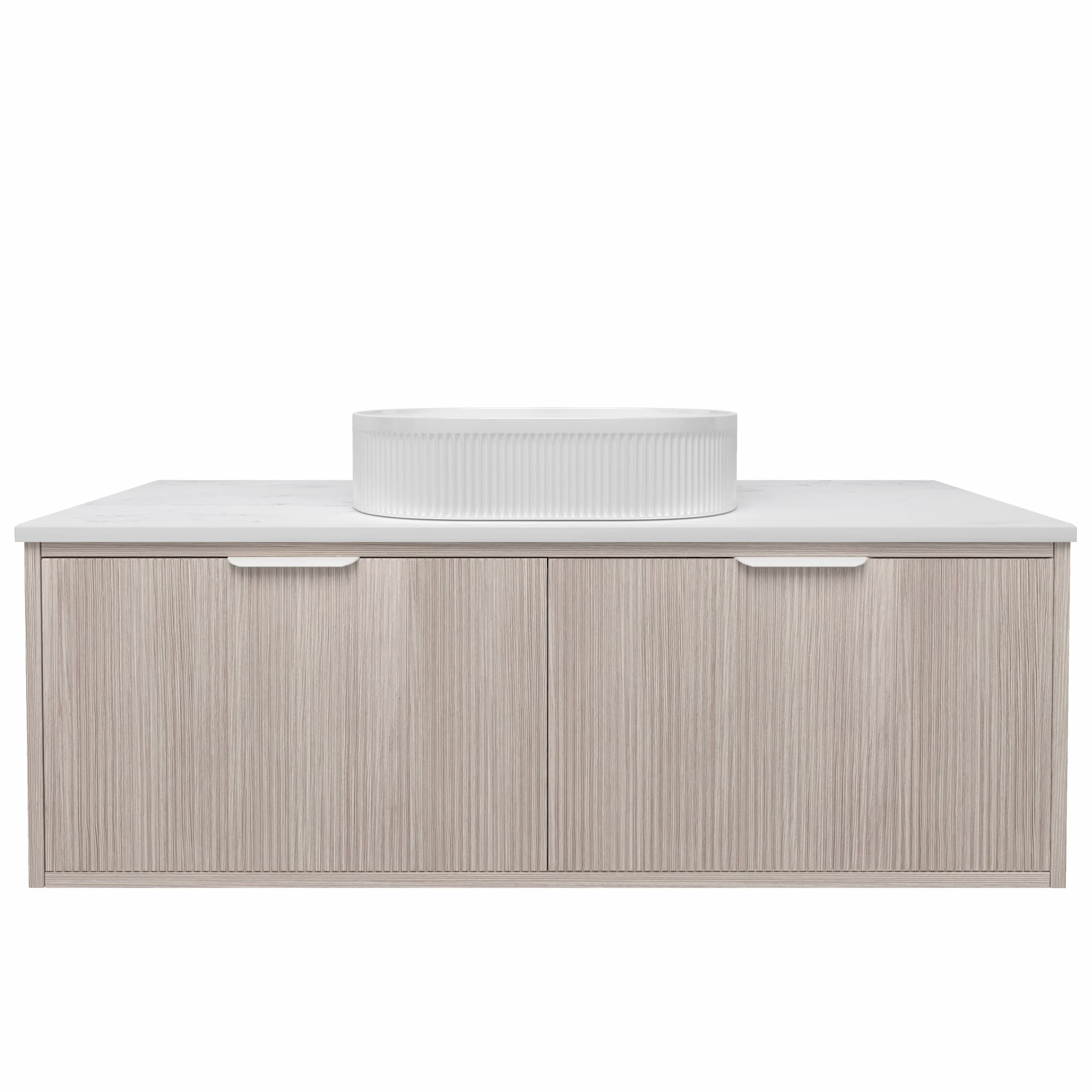 Lukka Kliff Coastal Oak Fluted Wall Hung Bathroom Vanity (600mm - 1500mm)