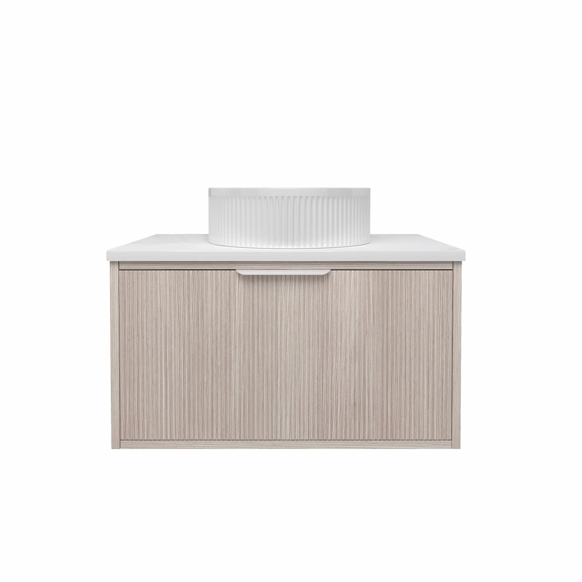 Lukka Kliff Coastal Oak Fluted Wall Hung Bathroom Vanity (600mm - 1500mm)